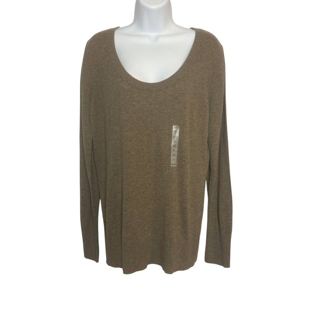 Old Navy Womens Sweater Large Brown Pullover Scoop Neck Heart Lightweight Casual - Picture 1 of 10